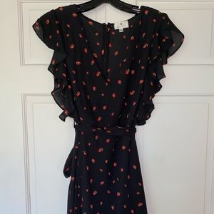 Black strawberry pattern dress